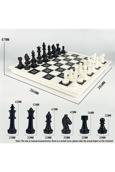 Choice White 1set Foldable Chess Set With Plastic Board Block, Tabletop Game Toy For Children Outdoor Game