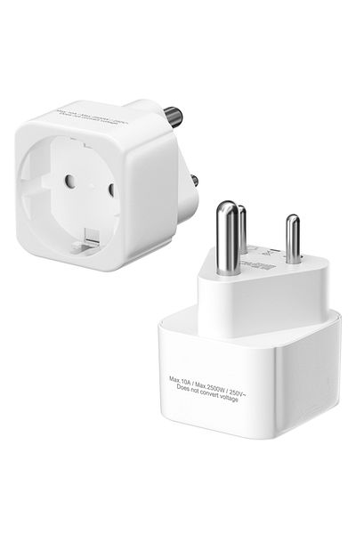 Choice 110-250V EU 1 2pcs white 2-Piece EU to India Travel Plug Adapter Universal Power Converter 3-Pin Rou