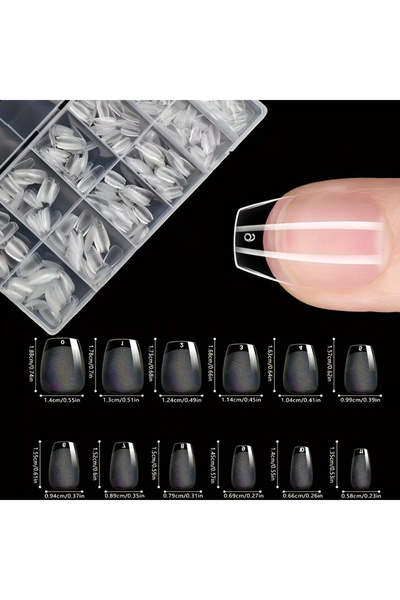 Choice 600 قطعة من أطراف الأظافر القصيرة على شكل لوز نصف شفافة غير لامعة من الأكريليك لأظافر E