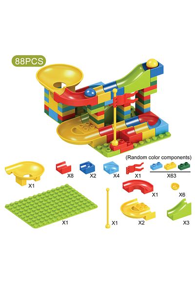 Choice A 88 pcs 88-100PCS Funnel Slide Building Blocks Marble Race Run Maze Ball Tracking Block DIY Plastic