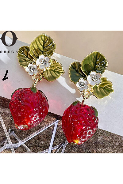 Choice أقراط أوبيجا AEH73619 للفتيات على شكل فراولة لطيفة وأوراق خضراء وزهرة ...