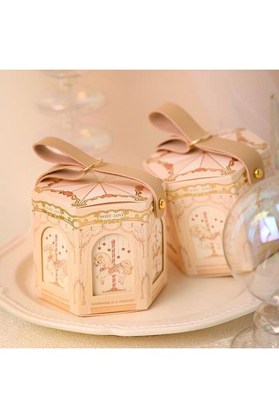 Choice Other Other 5pcs 5/10Pcs Champange Gold Carousel Cardboard Gift Boxes Baby Shower Favors Packaging B