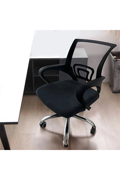 Choice غطاء كرسي مكتب من المخمل المرن باللون الأسود، قطعة واحدة، غطاء مقعد كر...