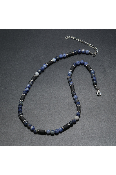 Choice قلادة رجالية جديدة من الخرز البوهيمي بتصميم نقطة زرقاء، مصنوعة من حجر النمر الطبيعي، بتصميم عصري عصري