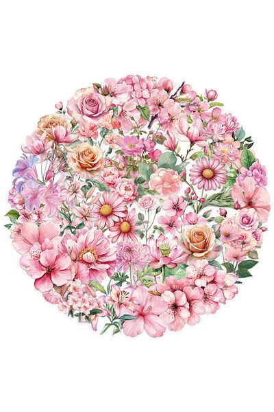 Choice 50PCS 50pcs Pink Floral Stickers Flower Natural Journaling Notebook Water Bottle Decorative Decals A