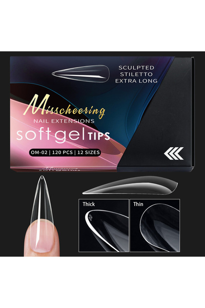 Choice 02 120/140 قطعة من أطراف الأظافر الصناعية ذات شكل اللوز الخنجري الشفاف...