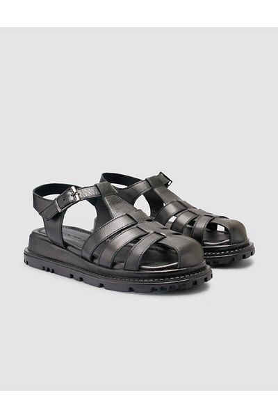 Cabani 100% Genuine Leather Black Women's Sandals