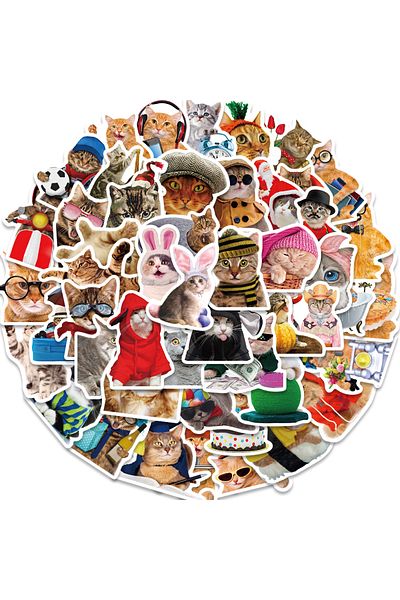 Choice 50PCS 50PCS Cat MEME Funny Animals Stickers Vintage Toy DIY Kids Notebook Luggage Motorcycle Laptop