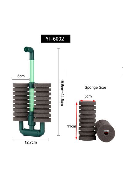 Choice YT-6002 New Bio Sponge Filter for Aquarium Fish Tank Shrimp Pond Air Pump Biochemical Filtration Noi