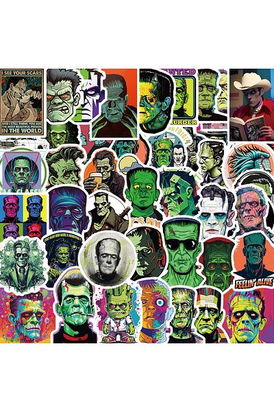 Choice 52PCS 52PCS Funny Frankenstein Monster Stickers Vinyl Waterproof Stickers For Laptop Skateboard Comp