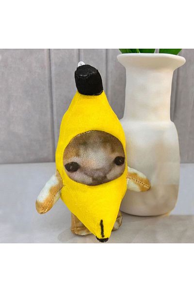 Choice 17cm Happy 17cm Banana Cat Doll Pendant Keychain Crying Happy Banana Cat