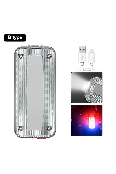 Choice 1pc B type USB Charging Bicycle LED Light USB Rechargeable Cycling Taillight Helmet Lamp Shoulder Cl