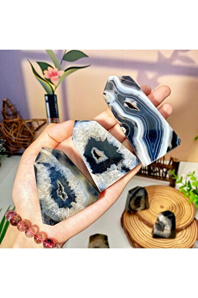 Choice 50-100g Black Onyx 1PC Random High Quality Black Onyx Geode Agate Gate...