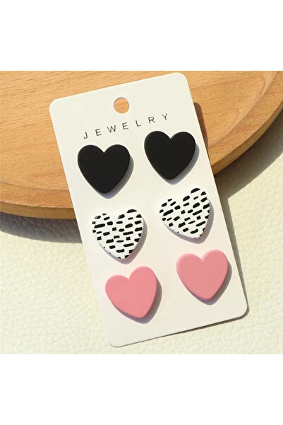 Choice AEH60321A 3 أزواج من أقراط الأذن النسائية المطبوعة على شكل قلب باللون ...