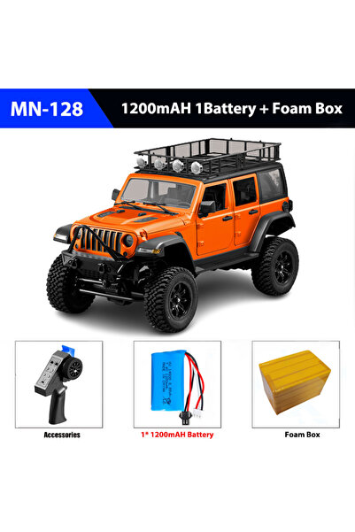 Choice سيارة برتقالية RC زاحفة 4x4 MN128 2.4G عربة تسلق احترافية مع ضوء LED ك...
