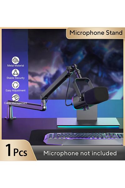 Choice FIFINE Adjustable Low-profile Arm Microphone Stand with Cable Managment/Desk Mount, Suspension Bo...