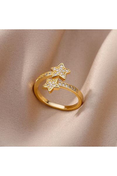 Choice خواتم زفاف J020053-01 قابلة للتغيير في الحجم، مصنوعة من سبائك دوتا، مرصعة بنجوم الزركون اللامعة، للرجال والنساء