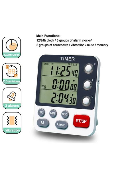 Choice Dual-timing (clock 3 Channels Digital Kitchen Timer Count UP/Down Timer Adjustable 3 Levels Volume A