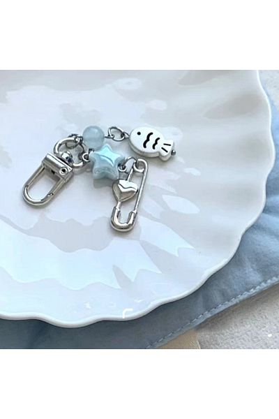 Choice 01 سلسلة مفاتيح صيفية على شكل نجمة سمكة صغيرة مع حبل للهاتف وحقيبة وملحقات قلادة جمالية Y2k J