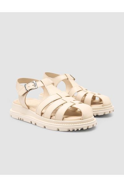 Cabani 100% Genuine Leather Beige Women's Sandals