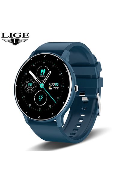 Choice3 ساعة LIGE الذكية باللون الأزرق للنساء والرجال بشاشة لمس كاملة وساعة لياقة بدنية رياضية IP67 مقاومة للماء وبلوتوث