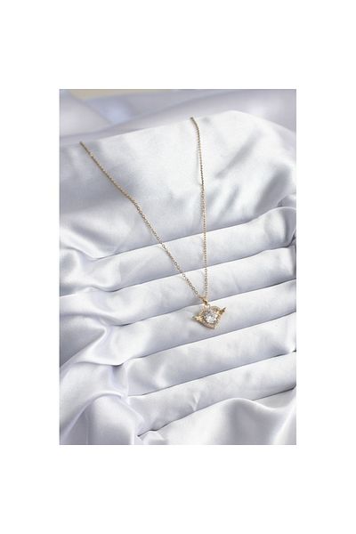 Skygo 316L Steel Gold Color Chain Zircon Stone Heart Model Women's Necklace - Tj-Bko8005
