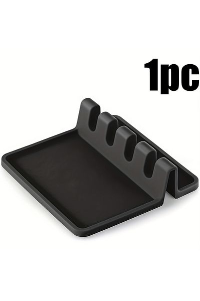 Choice 1pc Black Silicone Tableware Drying Kitchen Utensil Rack Rest Holders Fork Spatula Multifunctional S