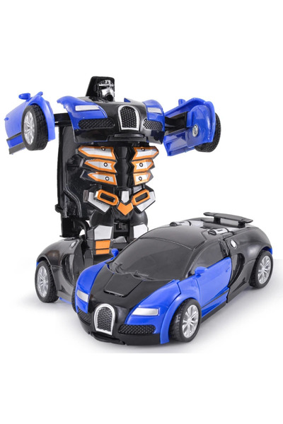 choice2 Blue One Click Automatic Collision Deformation Robot Boy Gift Dual Form Toy Car Father Son Interacti