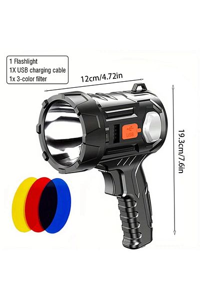 Choice Black Rechargeable Spotlight, 1000,000 Lumens Handheld Hunting Flashlight Led Spot light with Cob Li