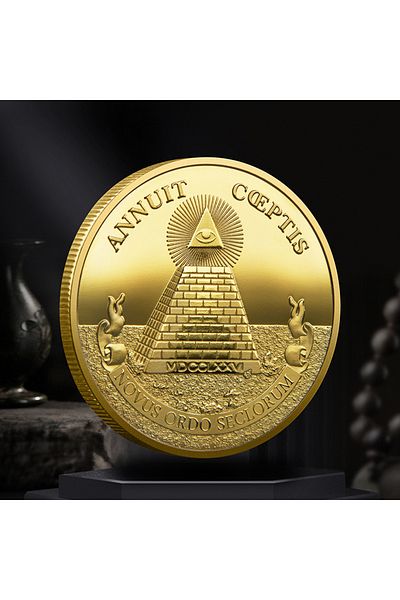 Choice1 Gold Souvenir Pyramid Coin European and American Faith God's Eye Free Freemason Commemorative Coin