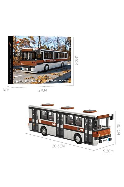 AMAZINGBLOKS Retro city bus 552PCS Retro City Bus Building Blocks Autumn Parade The Bus Model Bricks Desktop Deco