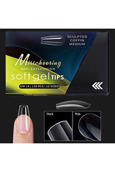 Choice 14 120/140pcs Almond Stiletto False Nail Tips Clear Soft Fake Nails Ex...