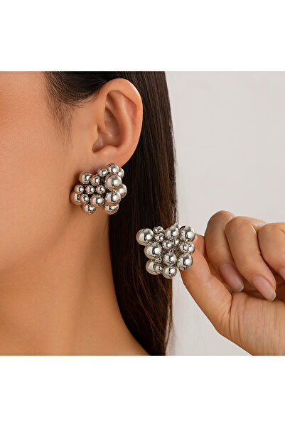 Choice أقراط أذن فضية اللون من Ingemark مصنوعة من خرز بلاستيكي CCB مضفر فريد ...