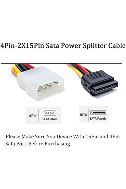 Choice 13 سم 5 قطع 4 دبوس موليكس إلى 2 × 15 دبوس ساتا الطاقة Y محول كابل ل IDE 8 بوصة