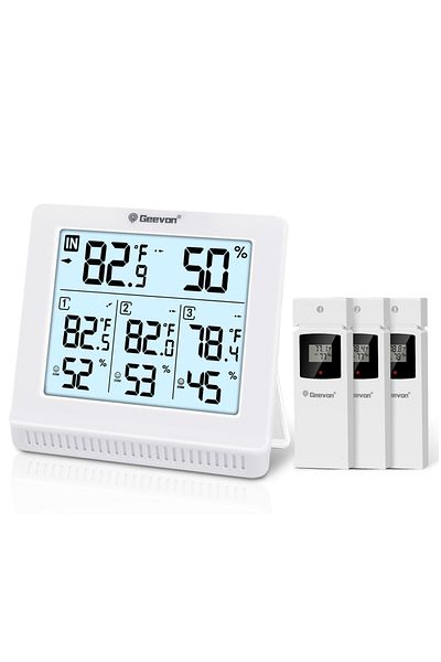 Choice 86190 Geevon Indoor Outdoor Thermometer Wireless With 3 Remote Sensors, Digital Temperature Gauge Hu