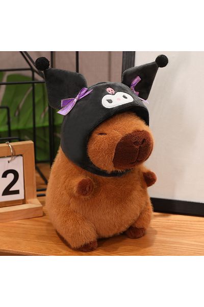 Miniso 22cm Kuromi black 22cm Pokemon Pikachu Disney Stitch Kuromi Hat Capybara Plush Toy Capibara Stuffed