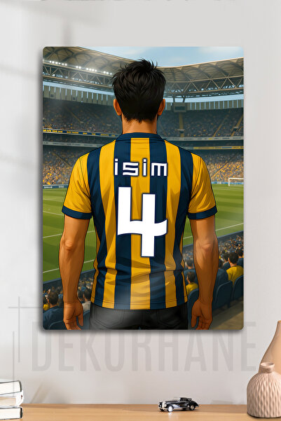 DekorHane Metal Baskı - Kişiye Özel Taraftar Tablo, Sarı Lacivert, Kişiselleş...