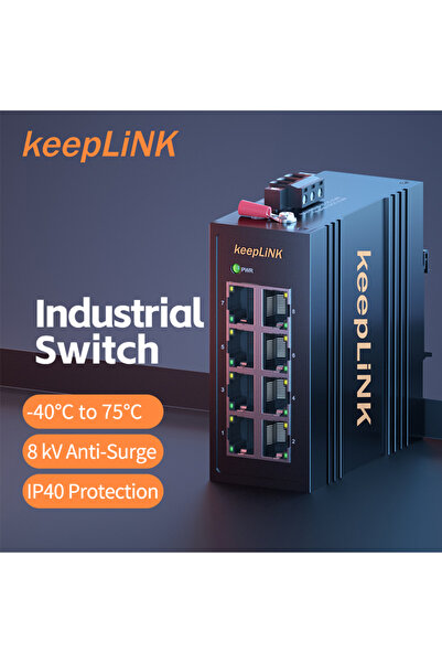 Choice مفتاح إيثرنت ميغابت صناعي KeepLiNK 45-8TXm مزود بـ 8 منافذ، غير مُدار،...