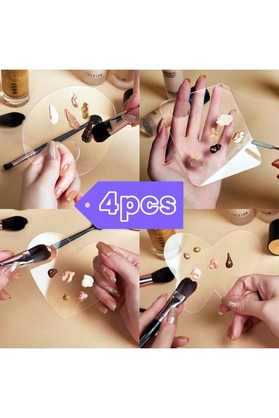 Choice Rectangle 3pc Acrylic Foundation Art Palette Square Heart-shaped Cosmetic Liquid Mixing Plate Portab