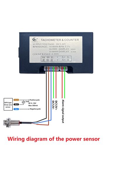 Gaqqee 30-80000 Rpm Speed Meter 4 Digit Led Counters Tachometer Dc 9-24v 5a Npn Hall Switch Proximity Sw...