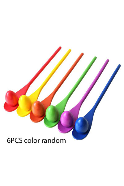 Choice 6 قطع من ملاعق التوازن الخشبية الملونة العشوائية لعبة الوالدين والطفل ...