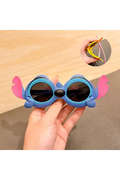 Miniso 3-12 Age Blue Disney Anime Lilo & Stitch Sunglasses Cute Cartoon Stitch Y2k Polarized Soft Sunglass