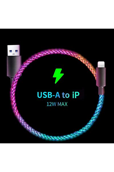 Choice كابل شحن سريع RGB من الزنك بطول 1 متر من A إلى Iphone، 100 واط، ضوء تنفس 66 واط، كابل بيانات USB-C من النوع C لأجهزة Iphone