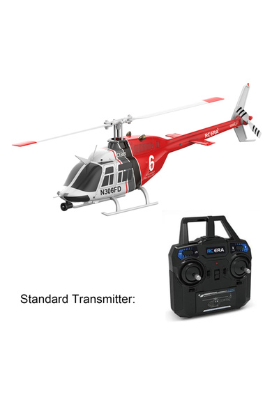 Choice طائرة هليكوبتر RC حمراء من طراز C138 BELL 206 Jet Ranger مزودة بـ 6 مح...