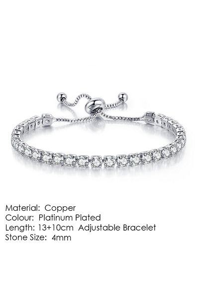 Choice WhiteGold Clear ZHOUYANG Tennis Bracelet For Women Luxury Handy Adjustable 4 Claws Mosaic 4mm Zircon