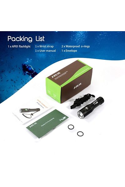 Choice 18650 Fixed Focus Black M Without Battery Aplos Ap01 1050 Lumens Diving Flashlight Xm-l2 5000k Led S