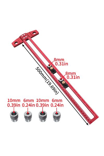 Choice 1pc TH-500MM 2 in 1 Drilling Positioning Scoring Ruler, Aluminum Alloy Versatile Dowelling Jig W- 6/
