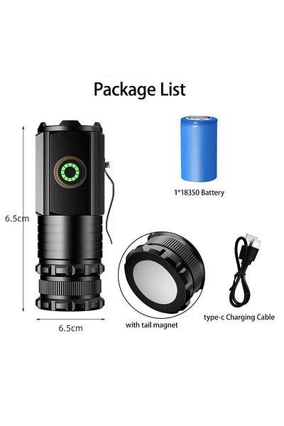 ESMARTER BH8350(with 1X18350) 3LED Mini Flashlight Rechargeable EDC Torch Waterproof Hiking Camping Portable