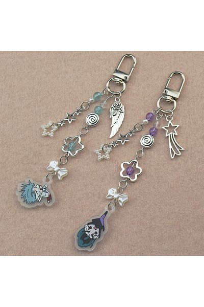 Choice AB Anime Alien Stage IVAN & TILL Keychain Heart Bow Phone Charm Beaded Keychain Versatile Backpack D