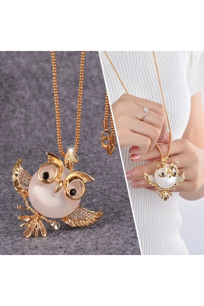 Choice قلادة طويلة على شكل بومة لطيفة من الأوبال بتصميم عصري جديد لعام 2024، ...